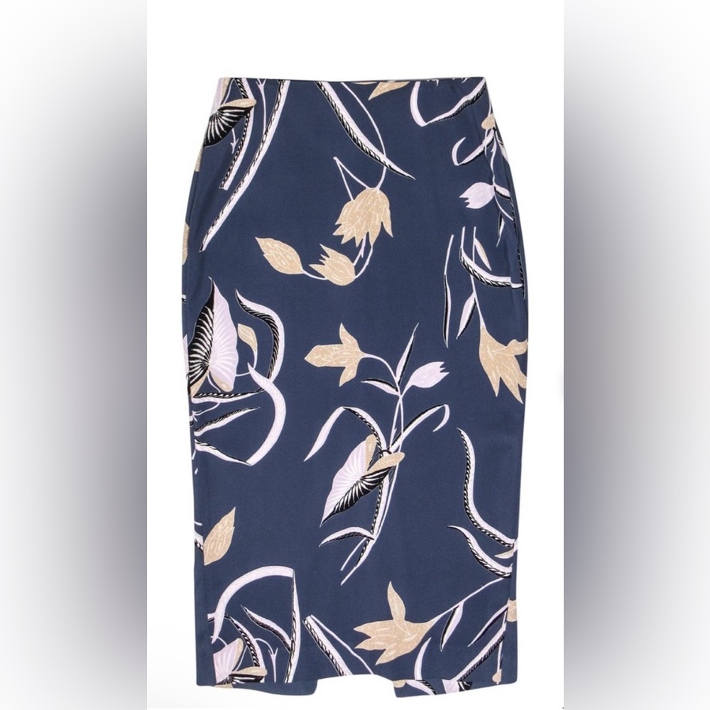 Diane Von Furstenberg DVF Floral Printed Midi Skirt Size 6 Boho Feminine
